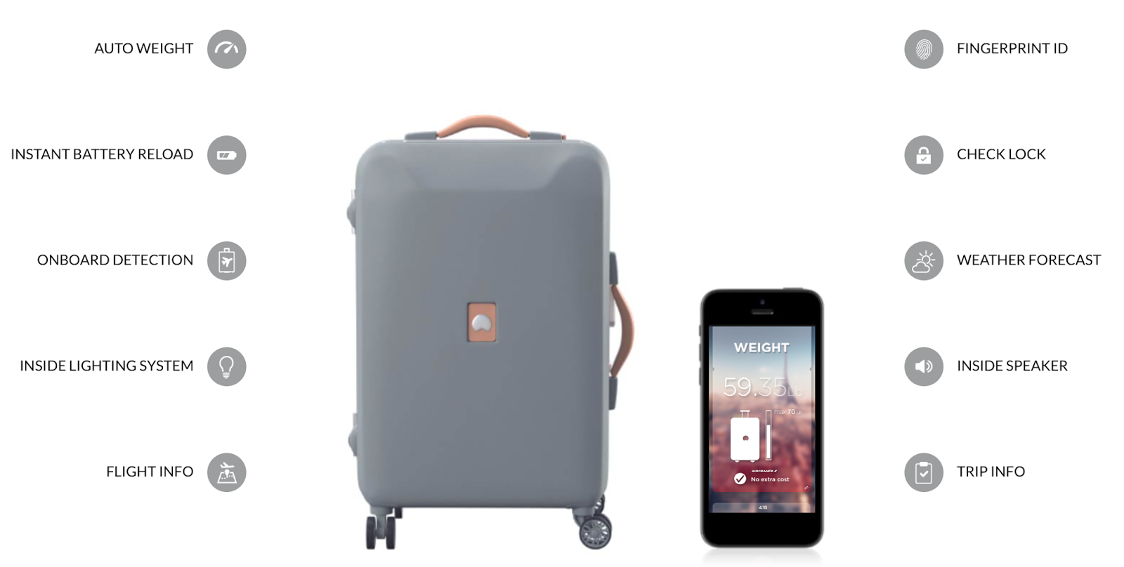 Delsey Pluggage connected suitcase